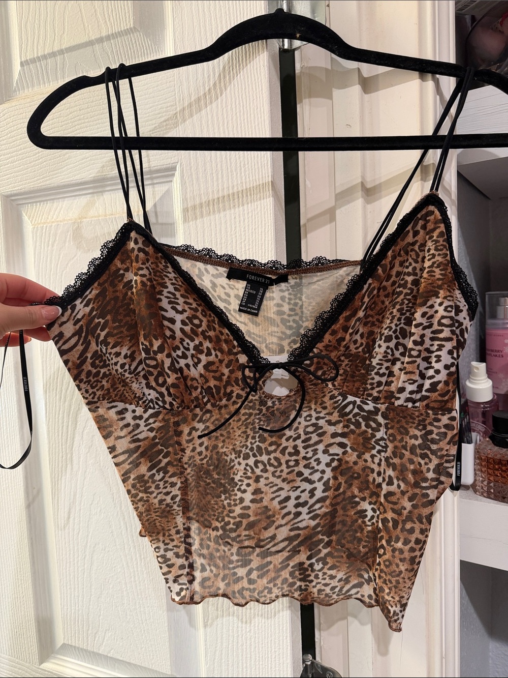 Forever 21 Leopard Print Lace-Trim Cami - Brown
